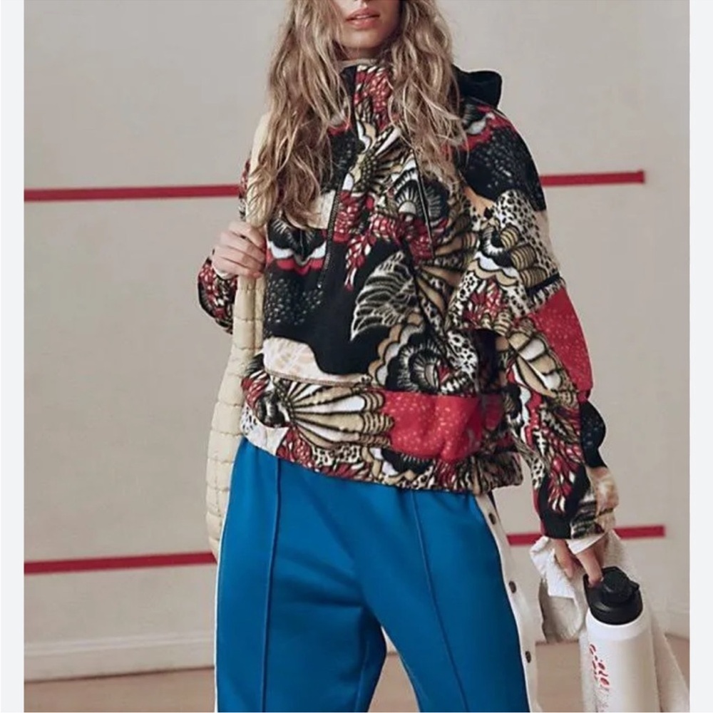 FP Movement by Free People Red Black Cream Patterned Ski Jacket